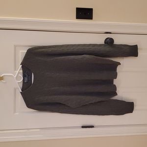 Polo Ralph Lauren gray cableknit 100% cashmere crewneck sweater,  size XL